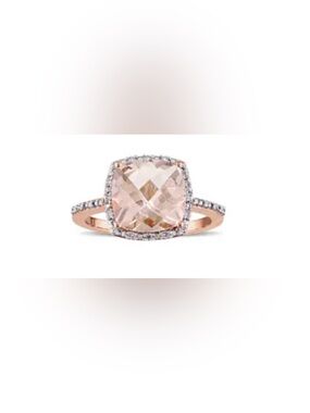 14K Rose Gold, Morganite & Diamond Statement Ring - size 6